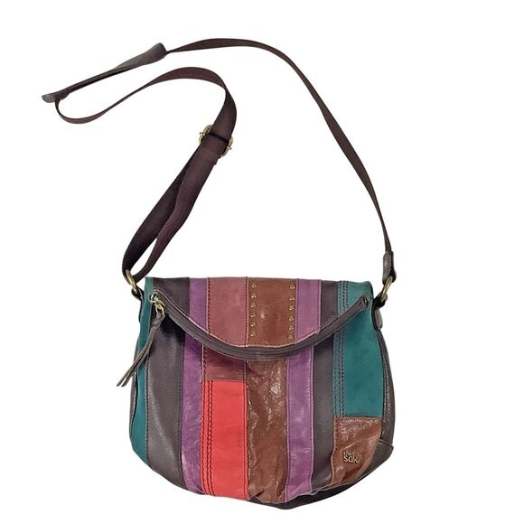 The Sak Patchwork Multicolor Leather Hobo Crossbody Handbag Shoulder Purse Boho - Picture 1 of 16